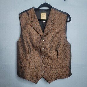 WAH MAKER  Western Mens L Cowboy Vest Brown Stars